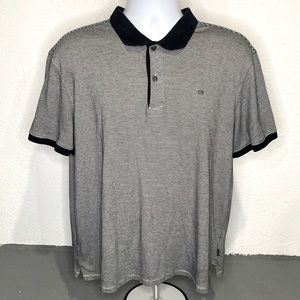Calvin Klein the Liquid Touch Polo Striped Shirt Short Sleeve Black White XL Top